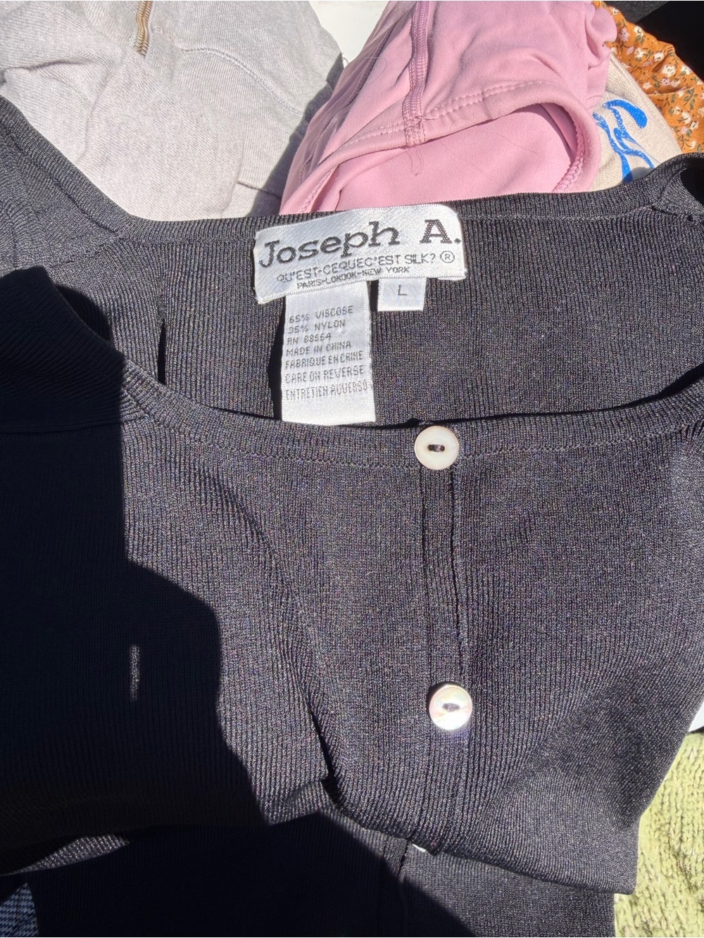 Joseph Charcoal Ribbed Button Henley Cardigan